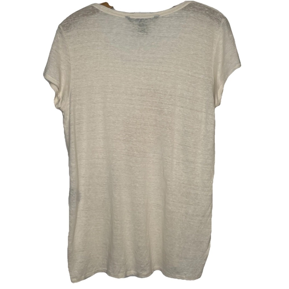 Marc by Marc Jacobs 100% Linen Tee Top Med Ivory  Pastel Parrot Print S/S Beachy - Picture 3 of 10